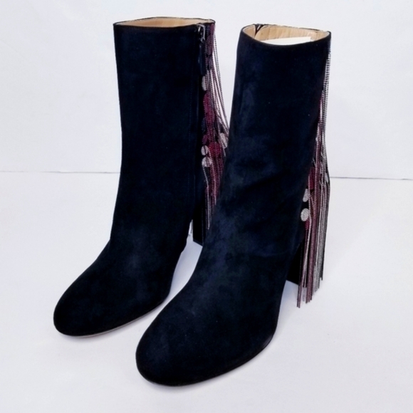 Chloe Bead Fringe Suede Ankle Boots - Picture 6 of 12